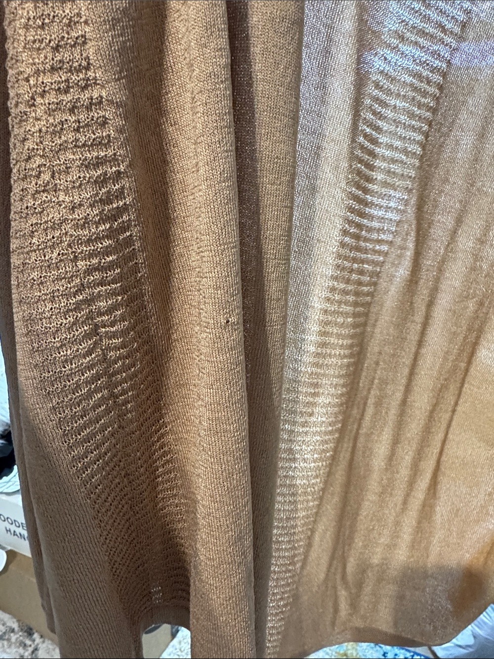 Kasper Women's Open-Front Cardigan in Camel Brown w/ Sheer Detail- Size XL - Picture 14 of 14
